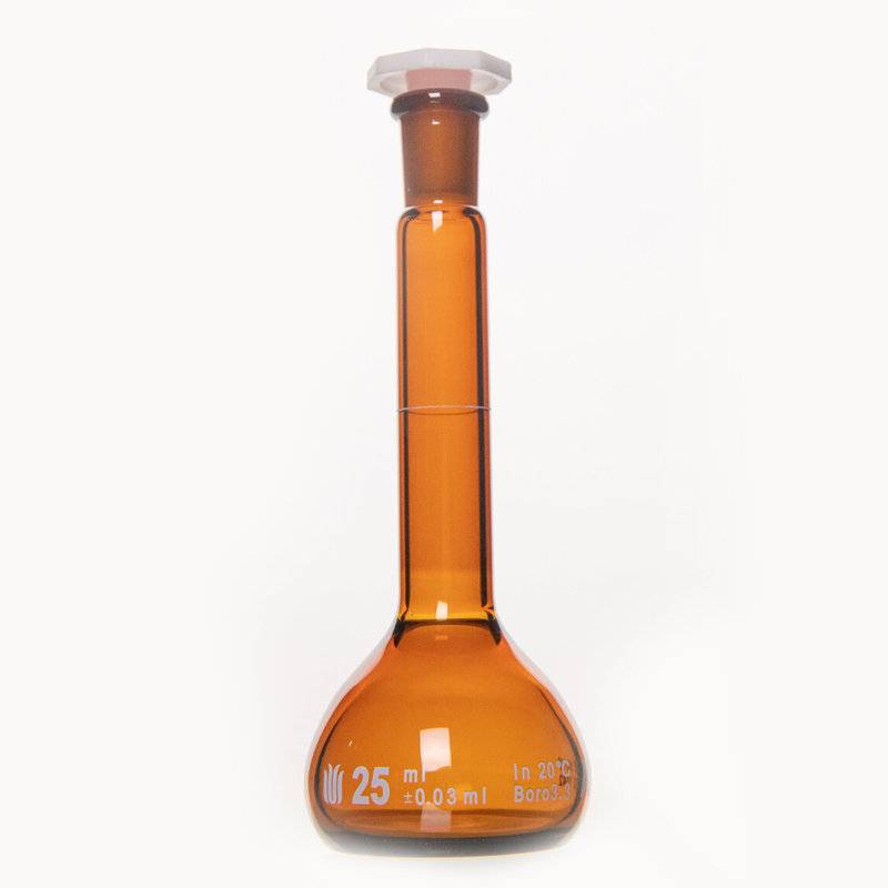 10/19口 25ml棕色玻璃容量瓶,标配塑料塞,不带个体检测证书,2支/盒 F810025SZ