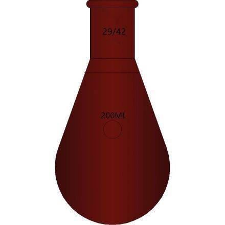 棕色玻璃，旋蒸用厚壁茄型瓶,高强度,磨口:29/42, 200ml F318200X-Z