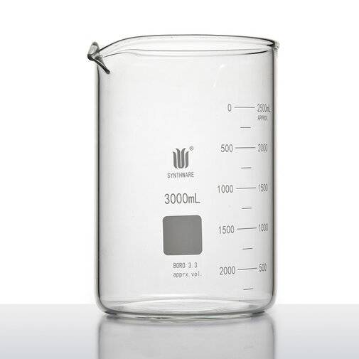 欣维尔自制厚壁烧杯,双刻度线3000ml,直径：150mm,高度：240mm B233000