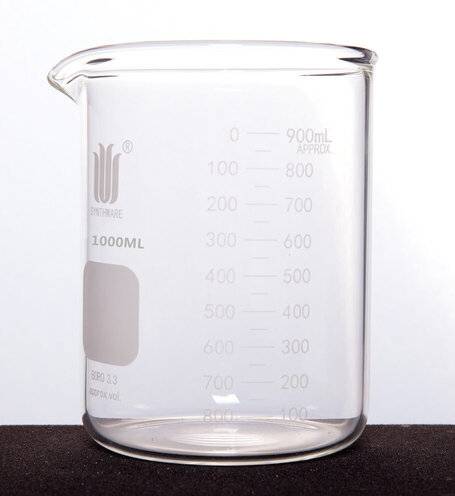 欣维尔自制厚壁烧杯,双刻度线1000ml,直径：107mm,高度：145mm B231000